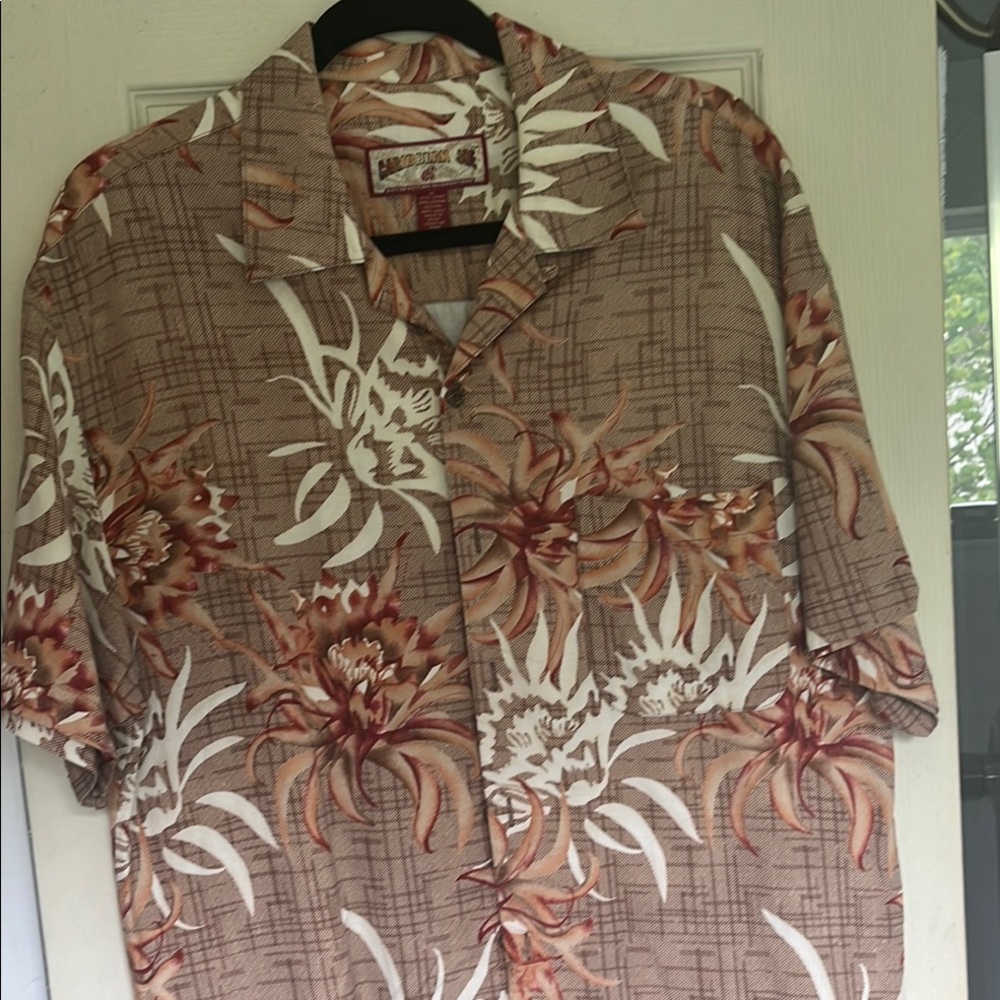 Caribbean Joe Beige and Brown Patterned Shirt